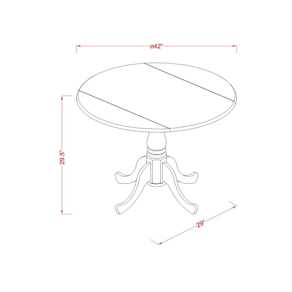 East West Furniture Dublin 3 Piece Modern Set Contains a Round Wooden Table with Dropleaf and 2 Fabric Upholstered Dining Chairs, 42x42 Inch, Linen White East West Furniture