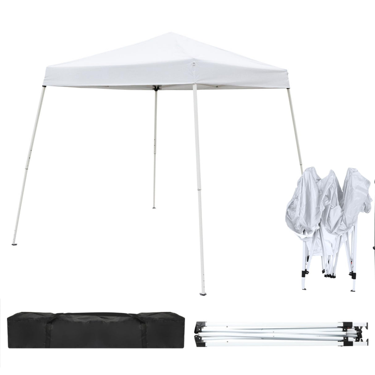 Outvita Canopy 7.8x7.8' Pop Up Commercial Instant Gazebo Tent, Waterproof & UV Protection Canopy Tent with Slant Legs for Party Wedding Birthday BBQ Events Outvita