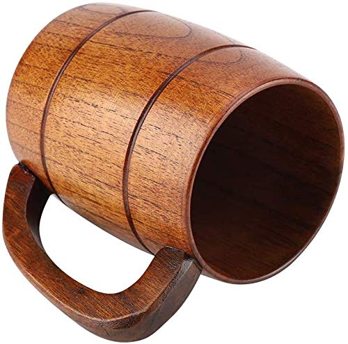 Yosoo 350mL Wooden Beer Mugs,Handmade Retro Brown Drinkware with Handle for Wine/Coffee/Tea Gift Drinking Cup for Men/Women Yosoo