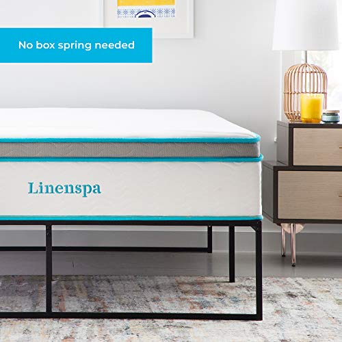 Linenspa Folding Metal Platform Bed Frame - Easy Assembly - Sturdy Steel - No Box Spring Needed - Underbed Storage - Mattress Foundation - 14" High - Traditional Design - Full Size Linenspa