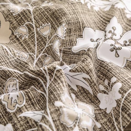 WONGS BEDDING Brown Comforter Set Queen, 7 Pieces Bed in a Bag Floral Patchwork Soft Microfiber Queen Sheet Set with Comforter, Flat Sheet, Fitted Sheet, Pillow Shams,Pillowcases WONGS BEDDING