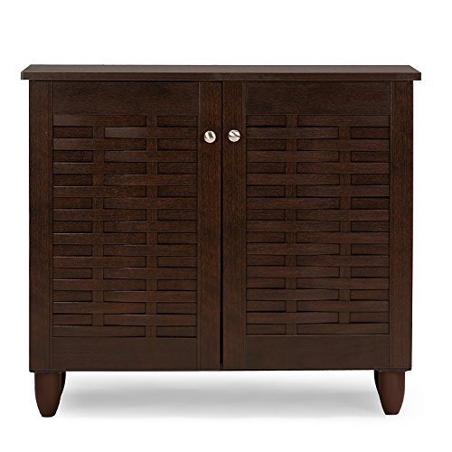 Wholesale Interiors Baxton Studio Winda Modern and Contemporary 2-Door Dark Brown Wooden Entryway Shoes Storage Cabinet - Baxton Studio