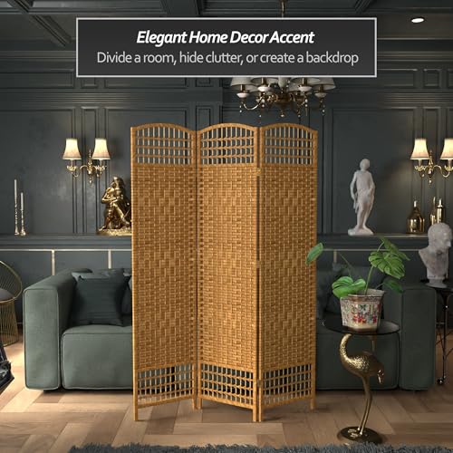 Red Lantern 5 1/2 ft. Tall Fiber Weave Light Beige-3 Panel Room Divider Red Lantern