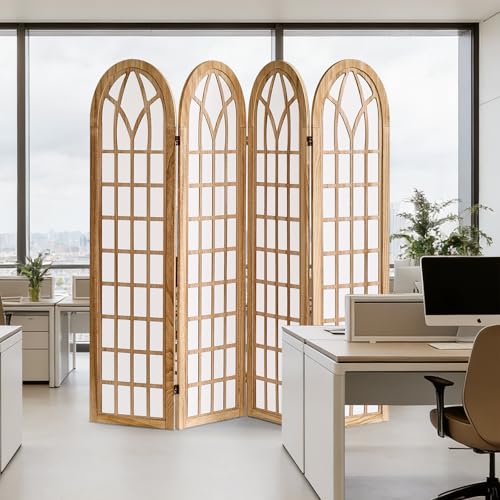 Aletheiawu Room Divider and Folding Privacy Screen, 4 Panel Japanese Shoji Style Room Divider, Partition Divider for Room Separation, Portable Shoji Screen for Home Office Restaurant - Natural Aletheiawu
