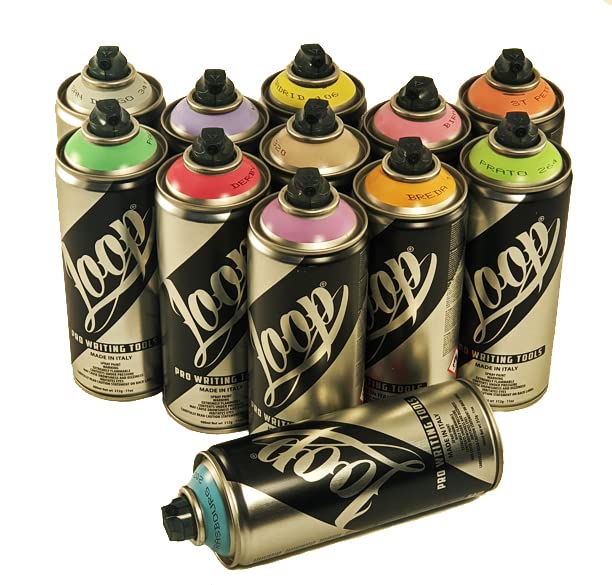 Loop Graffiti Spray Paint 400mL Cans - Set of 12 Pastel Colors Generic