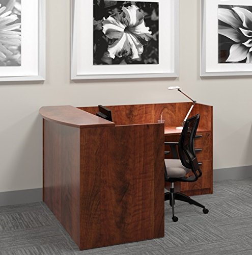 Offices To Go L Shaped Reception Desk W/Transaction Top 71" W X 30" D X 42" H Reception Return 42" W X 24" D X 42" H - American Espresso Offices To Go