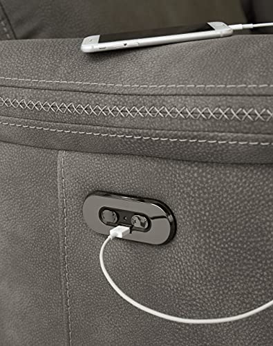 Signature Design by Ashley Next-Gen DuraPella Power Recliner with Adjustable Headrest, Gray Signature Design by Ashley