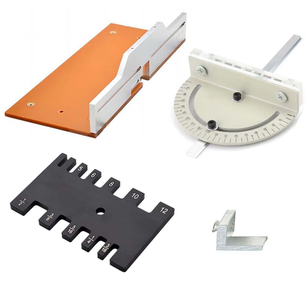 KETIPED Aluminium Router Table Insert Plate,Woodworking Benches Router Flip Plate with Miter Gauge Guide,Fence Sliding Brackets,Tenon Ruler,MG-053SV KETIPED