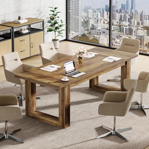 Tribesigns Conference Table, Modern Meeting Table, 5 ft Wood Conference Room Table, Large Rectangular Business Furniture Seminar for Boardroom (1, Brown) Tribesigns