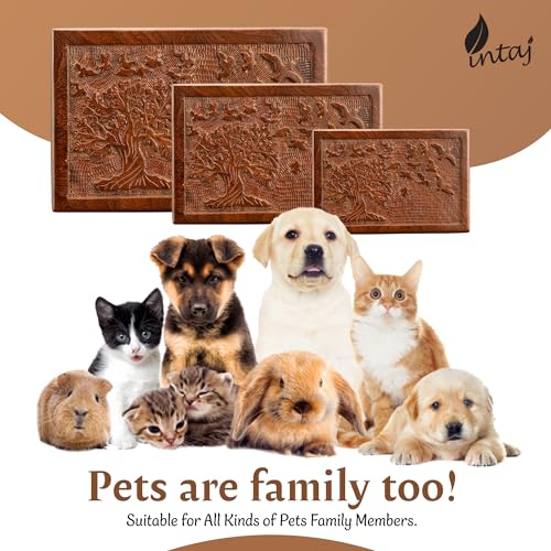 INTAJ Handmade Rosewood Urn for Human Ashes - Tree of Life Wooden Urns Hand-Crafted - Funeral Cremation Urn for Ashes (11x7.5x6 (340 Cu/In), Tree of INTAJ