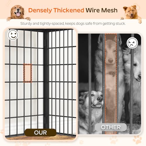 YATINEY Foldable Dog Crate Furniture, Dog Crate with DIY Frame, Heavy Duty Dog Kennel Indoor with Hooks, Wooden Dog Cage End Table, for Small/Medium Dogs, Rustic Brown and Black DC95BR YATINEY