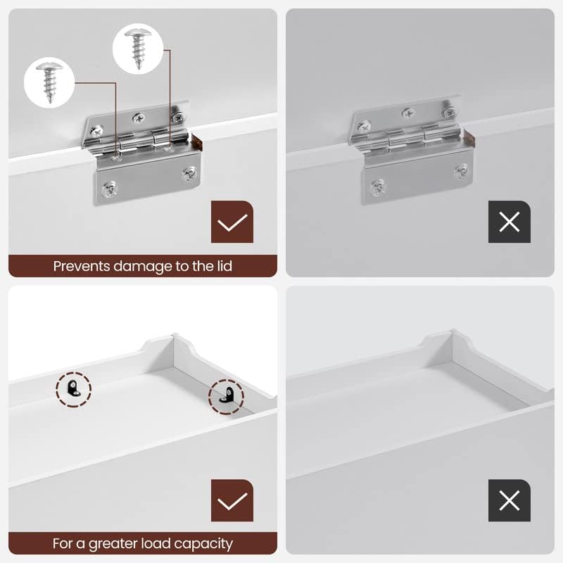 VASAGLE Storage Chest, Storage Trunk with 2 Safety Hinges, Storage Bench, Shoe Bench, Modern Style, 15.7 x 39.4 x 18.1 Inches, for Entryway, Bedroom, Living Room, White ULSB061T10 VASAGLE