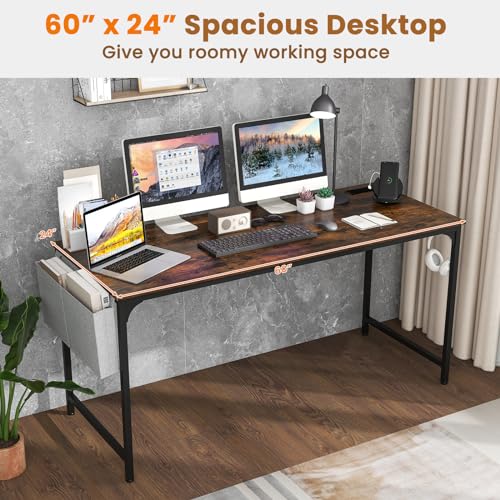 Giantex 30 FT Conference Table with Charging Station, 6 PCS 60" x 24" Rectangular Large Meeting Room Desk with Storage Bag & Hook, Space Saving Seminar Table, Modern Office Computer Desk for 12 People Giantex