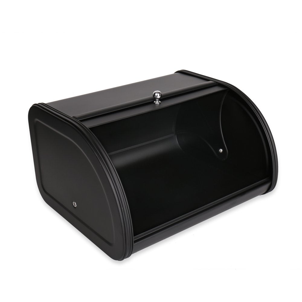KL X458 Metal Bread Box/Bin/kitchen Storage Containers with Roll Top Lid (Black) KL