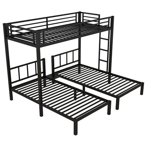 Bellemave Twin Triple Bunk Bed for Kids, Adults, Teens, Metal Bunk Beds for 3 Kids, Triple bunk beds(Heavy Metal, Black) Bellemave