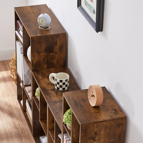 VECELO 3-Cube Small Bookshelf, Modern Bookcases with Shelves Height Up to 12.8 Inches, Suit for Common Size Textbook, Vertical or Horizontal, Cubby Storage Organizer,Rustic Brown VECELO
