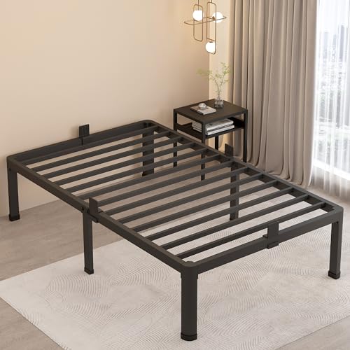 MAF 18 Inch Twin XL Bed Frames with Round Corner Legs Mattress Slide Stopper No Box Spring Needed Heavy Duty Metal Platform Bed Frame Under-Bed Storage Space, 3000 LBS Steel Slats Support MAF