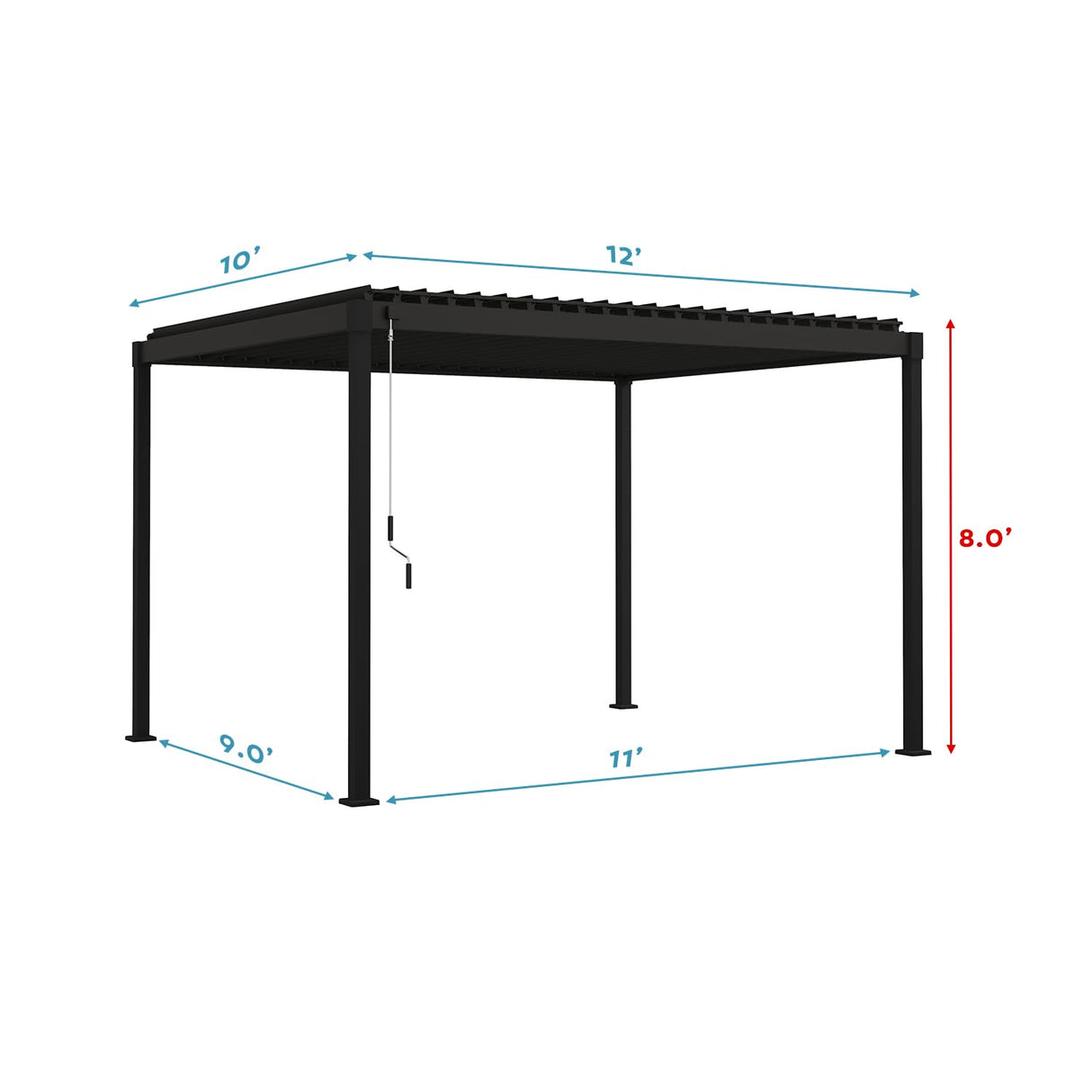 MIRADOR 80S Louvered Pergola 10' x 12', Modern Style with Adjustable Louvers and Integrated Drainage System for Deck Garden Yard, Easy Installation, Charcoal MIRADOR