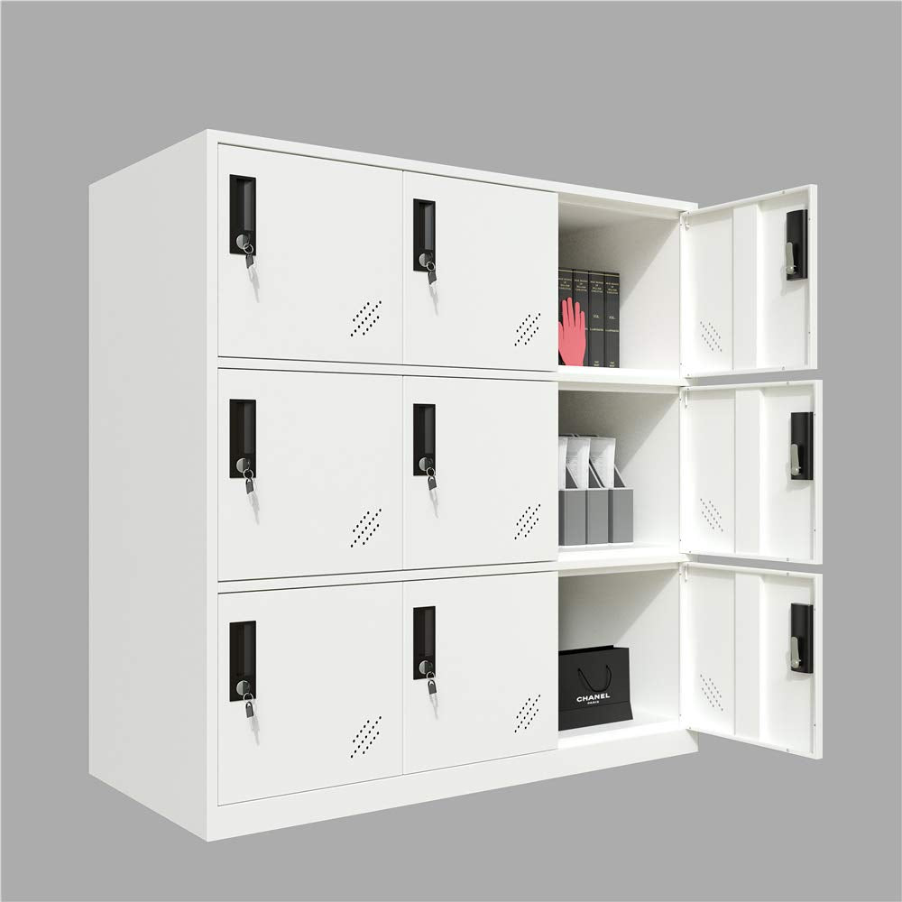 MECOLOR 9 Door Bedroom Furniture,Metal Locker with Cloth Rail and Shelf,Kids Living Room Locker,Storage lockers for Office (FWH) MECOLOR