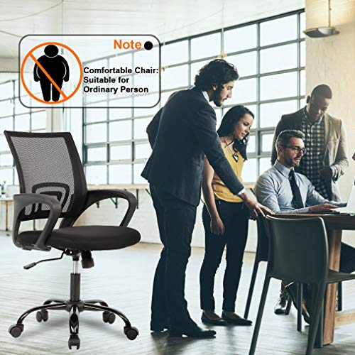 FDW Ergonomic Office Chair Home Desk Chair Task Mesh Computer Chair Gaming with Back Lumbar Support Armrest Modern Swivel Modern Adjustable Rolling Executive Mesh Chair for Women Men (Black) FDW
