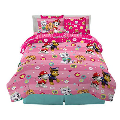 Paw Patrol Girls Kids Bedding Super Soft Comforter And Sheet Set With Sham, 7 Piece Full Size, (Official) Nickelodeon Product By Franco