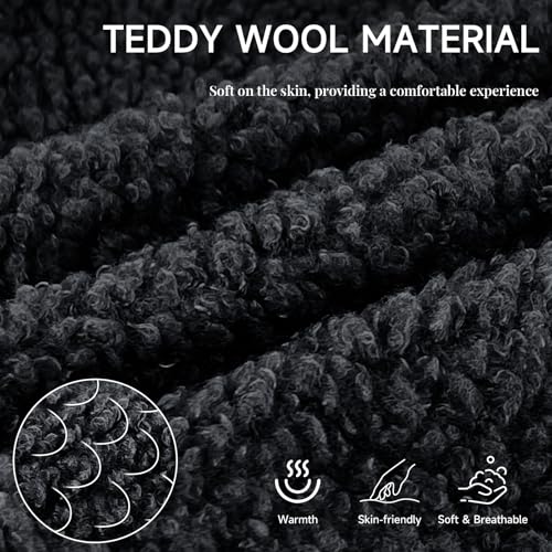 Armless Futon Cover Teddy Wool Futon Slipcover Soft Stretch Couch Covers with No Arm Sofa Bed Cover Thick Warm faux fur Sofa Covers for Winter Teddy Fleece Couch Slipcovers for Living Room (Black) XIAROGEE