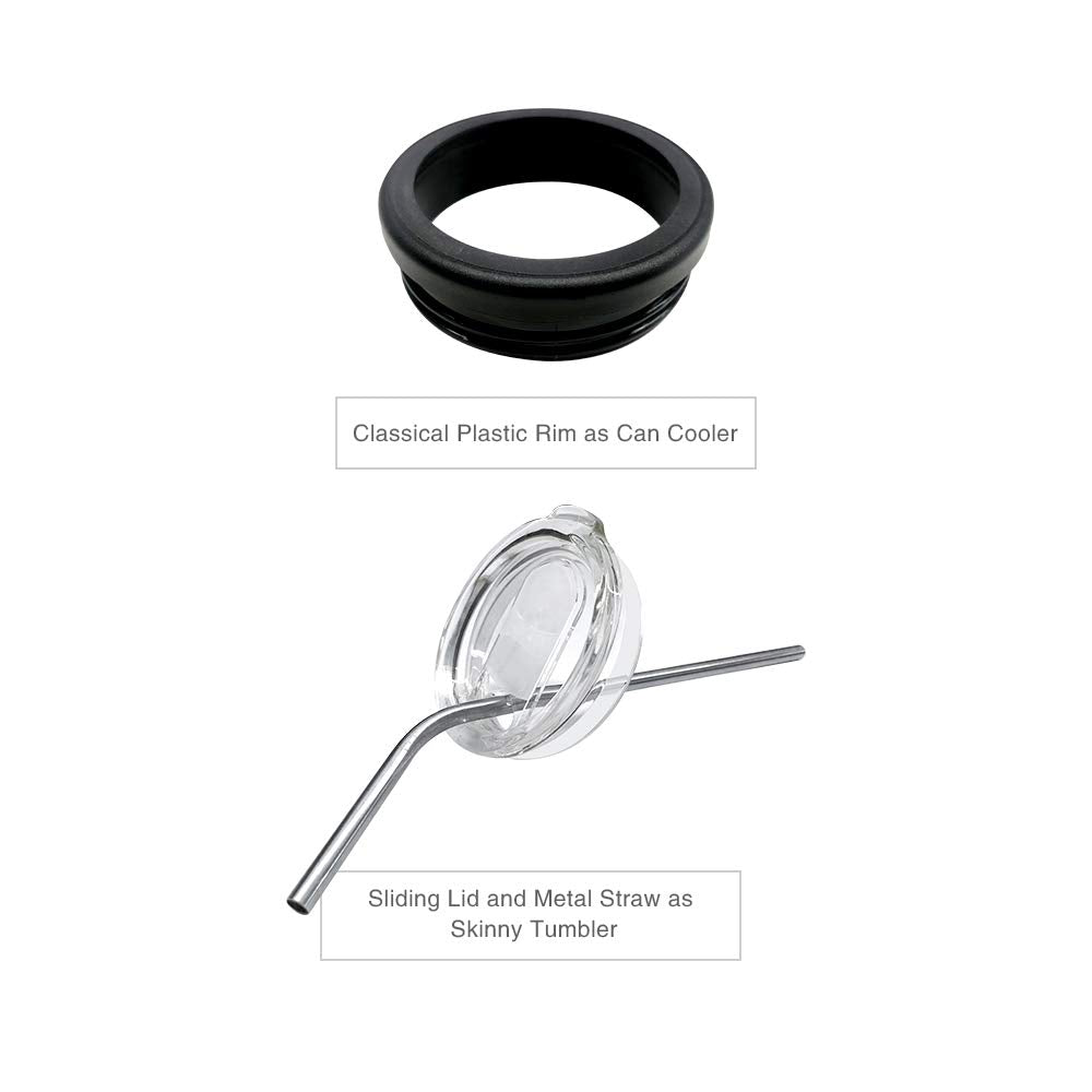 PYD Life Sublimation Blanks Tumbler Skinny Slim 12 OZ Straight Stainless Steel Can Cooler Insulater with 2 Lids and Metal Straw Sublimation Mugs Cups 4 Pack PYD Life