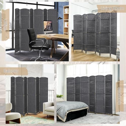 HOMCOM Room Divider, 6 Panel Folding Privacy Screen, 5.6' Tall Freestanding Wall Partition for Home Office, Bedroom, Charcoal Gray HOMCOM