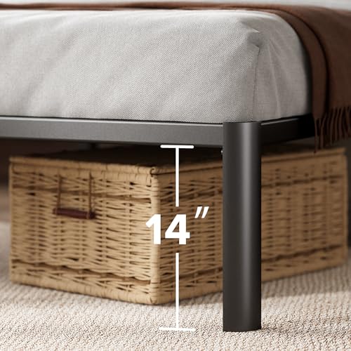 ZINUS Van 16 Inch Metal Platform Bed, Steel Slat Support, No Box Spring Needed, Eco Friendly WonderBox Packaging, Easy Assembly, Black, Queen ZINUS