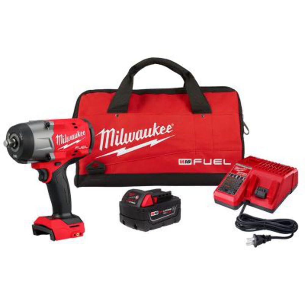 Milwaukee 2967-21B M18 FUEL 18V Lithium-Ion Brushless Cordless 1/2 in. Impact Wrench w/Friction Ring Kit w/One 5.0 Ah Battery and Bag. Milwaukee