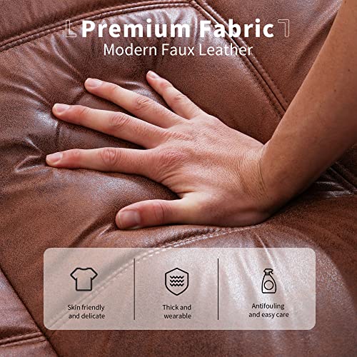 Opoiar Leather Futon Sofa Bed,Convertible Memory Foam Couch Bed,Futon Sets Daybed with Mattress Included,Folding Modern Sleeper Sofa Love seat for RV Car Living Room&Bedroom Small Space,Brown Opoiar