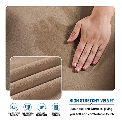 H.VERSAILTEX Real Velvet Futon Cover Armless Sofa Covers Sofa Bed Covers Stretch Futon Couch Cover Sofa Slipcover Furniture Protector Thick Soft Velvet Fabric Form Fitted Stay in Place, Camel H.VERSAILTEX