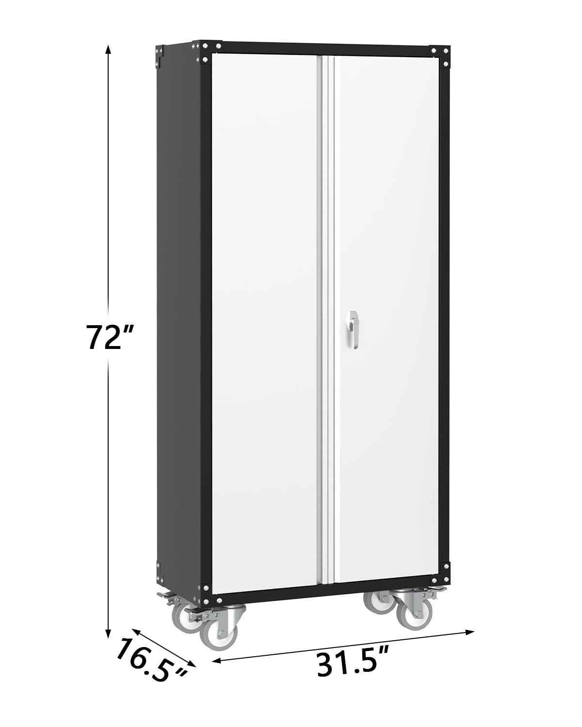 GarveeHome 72 in Steel Rolling Tool Cabinet with Lock | Heavy-Duty Garage Storage w/ 4 Adjustable Shelves & Pegboard | Industrial Organizer for Workshop Home GarveeHome