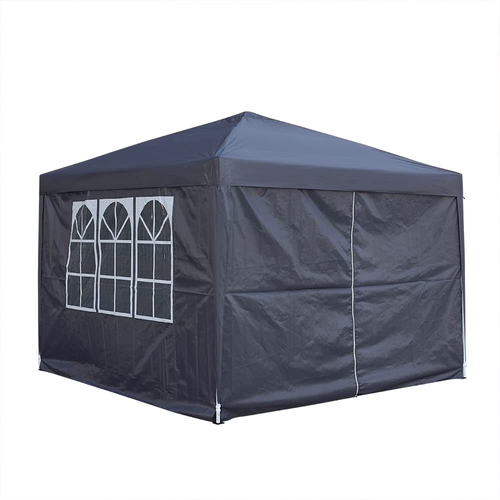 Panana Pop Up Outdoor Gazebo 8.2''x8.2'' Marquee Garden Awning Tent Folding Canopy with 4 Sidewall and Carrying Bag for Festival Wedding Party 2.5MX2.5M (2.5x2.5m, Gray) Panana