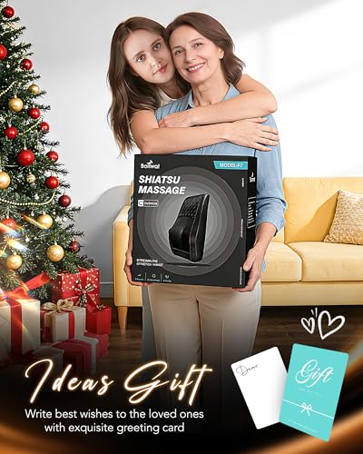 Boriwat Back Massager with Heat, 3D Kneading Massage Pillow for Back, Neck, Shoulder, Leg Pain Relief Deep Tissue, Gifts for Women Men Mom Dad Boriwat