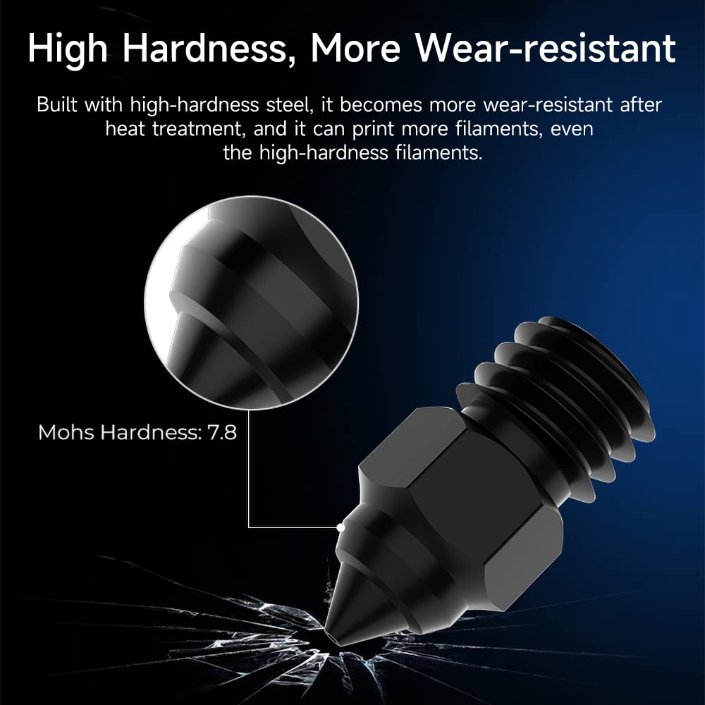 Creality 3D Printer Nozzles Kit, 8PCS High-end Hardened Steel Printer Nozzles with 4 Sizes, 0.25/0.4/0.6/0.8mm Hotend Nozzles for Ender 3/Ender 3 V2/Ender 3 Pro/Ender 3 Max/Ender 5 Series/CR 10 Series Creality
