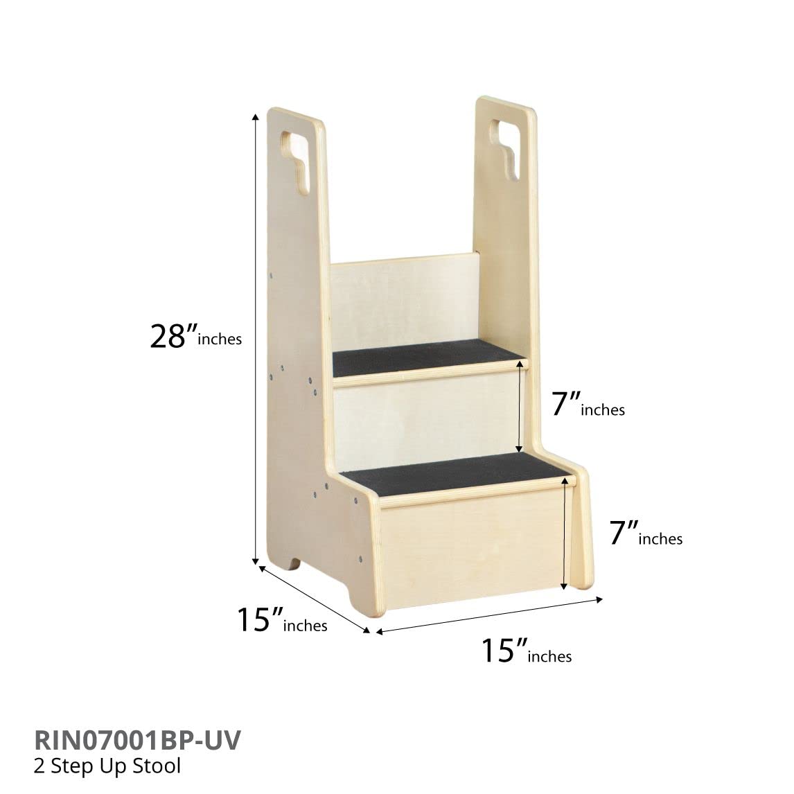 RRI Goods 2 Step Up Stool for Toddlers and Kids with Support Handles and Non Slip, Montessori Wooden Reach Up Safety Steps for Bathroom, Kitchen RRI Goods