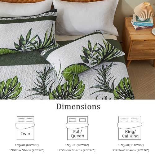 OARAGE Quilt Bedding Set, Olive Green King/Cal King Comforter Set, Bedding Comforter Sets, Soft Lightweight Bedspread, Ultrasonic Microfiber Bed Coverlet for All Season (1 Quilt,2 Sham) OARAGE