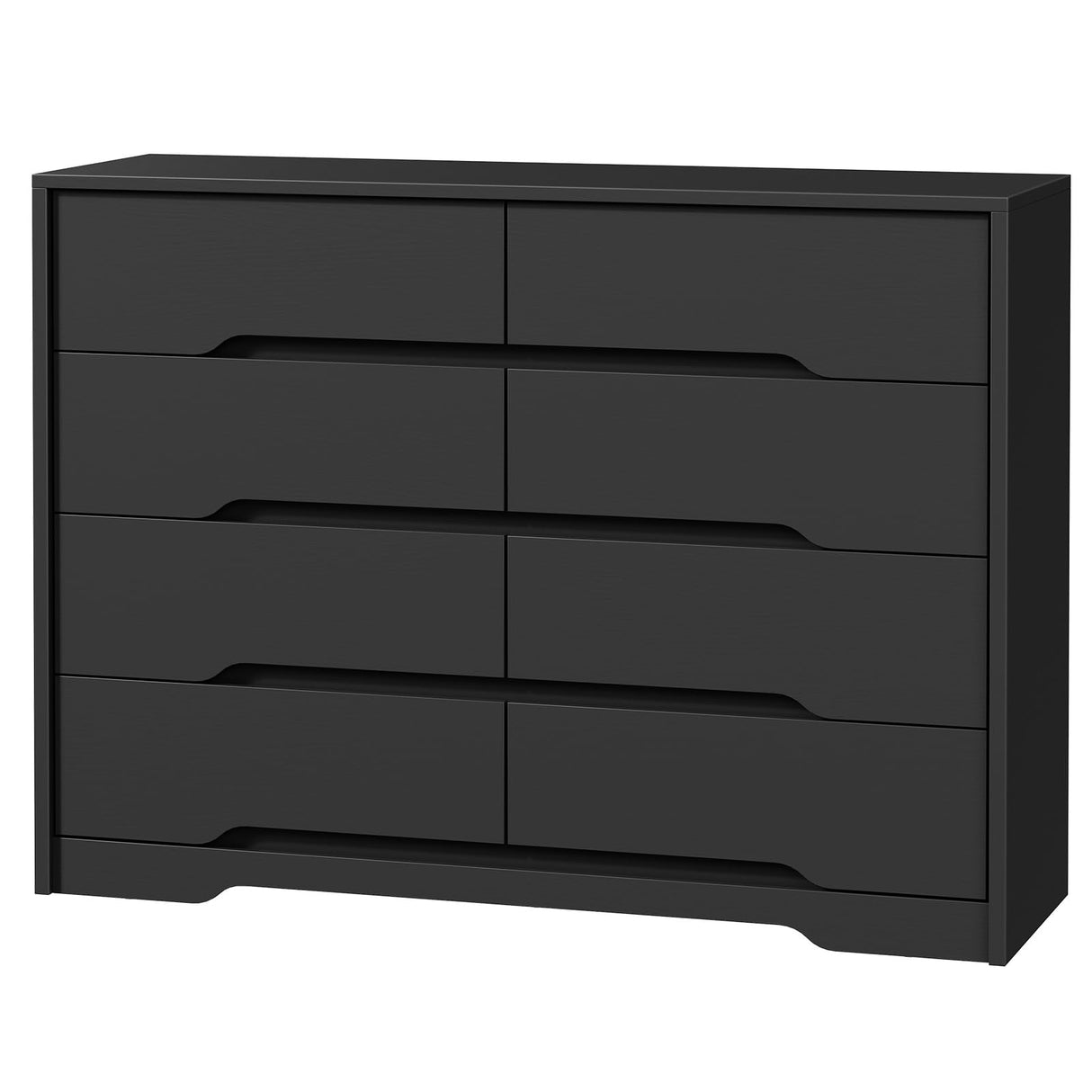 RALGEND 8 Drawer Dresser for Bedroom, White Double Chest of Drawers, Modern Wooden Dresser with Handless Design, Minimalism Style, for Bedroom, Living Room, Hallway, Entryway, Black RALGEND