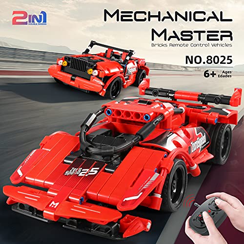 Dakott STEM Remote Control 2in1 Sports Car Building Block Kit - 341 Pcs DIY Construction Toy for Age 6+, Take Apart R/C Learning Engineering Gift DAKOTT