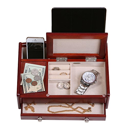 Mele & Co. Davin Men's Wooden Dresser Top Valet in Dark Burlwood Walnut Finish Mele & Co. Since 1912