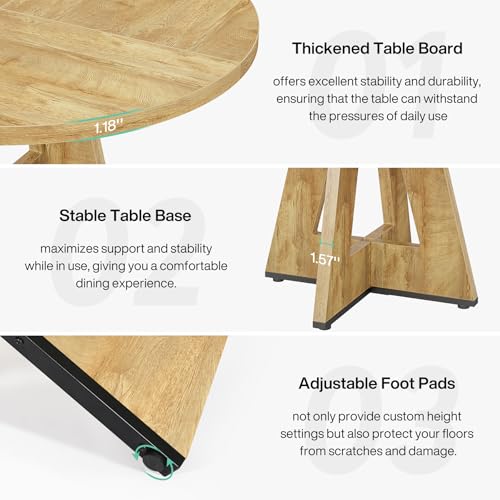 Tribesigns 47 inch Round Dining Table Wood Kitchen Table for Dining Room, 47" Dinner Room Tables for 4-6, Farmhouse Accent Furniture with Wooden Tabletop and Cross Base, Light Wood Tribesigns