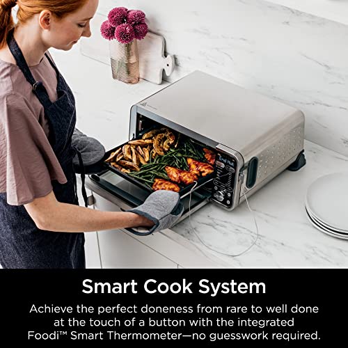 Ninja, Toaster Oven, Air Fryer, Thermometer, Toaster Oven Air Fryer Combo, Stainless Steel, Quick meals, Fries, Frozen Food, Air Fry, Dehydrate, Reheat, 13-in-1,Less Oil, Flip Away Oven, Foodi, SP351 Ninja