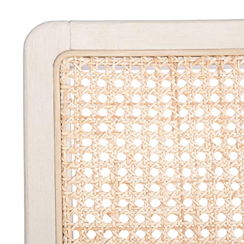 SAFAVIEH Home Collection Benicio White/Natural Rattan Dining Chair (Set of 2) DCH1005B-SET2 Safavieh