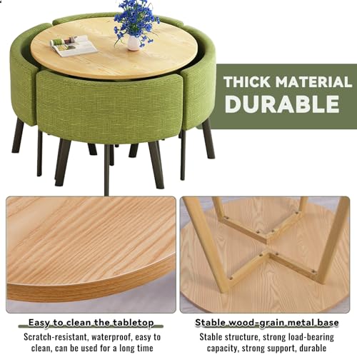 Coffee Table and Chair Set,Office Table and Chair Set, Round Conference Table, Reception Negotiation Table Set with 4 Chairs for Lounge, Living Room, Kitchen OOIKVCC