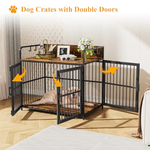 Amopatio 37" Dog Crates Furniture for Medium Dogs, Heavy Duty Dog kennel, Wood Dog Crate Table for Indoor Use, Brown(37" W×23.6" D×25.2" H) Amopatio