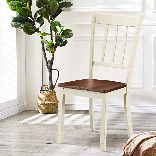 Giantex Wood Dining Chairs Set of 2, Armless Kitchen Chairs w/Solid Rubber Wood Frame, Easy to Assemble Dining Side Chair, Farmhouse Dining Room Chairs Giantex