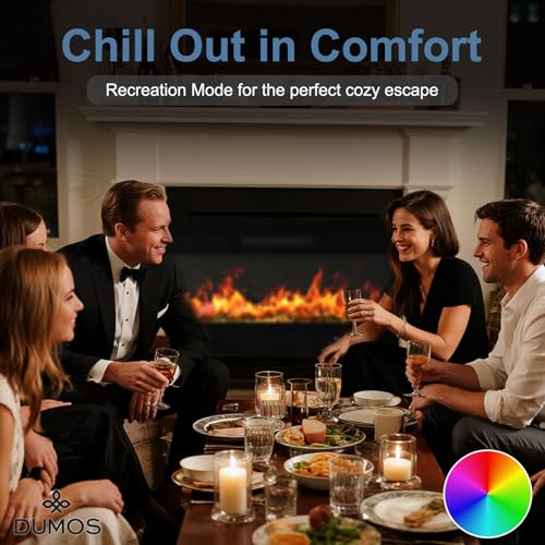 DUMOS 36" Freestanding Electric Fireplace, 1500W/750W Wall Mounted or Recessed Insert Fireplaces Heater with Remote Control,13 Adjustable Flame Color, 12H Timer, Touch Screen,Charcoal DUMOS