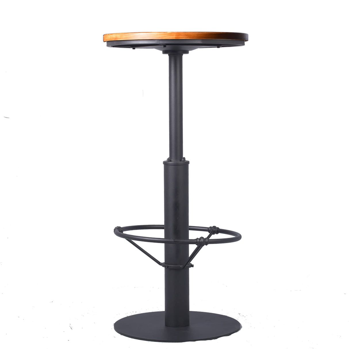 BOKKOLIK 42inch Industrial Style Farmhouse Bar Table, Round Wooden Top, Matte Black Metal Base BOKKOLIK