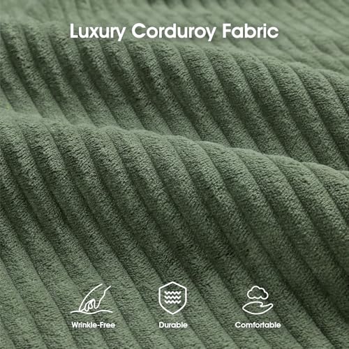 DreamDashio Futon Sofa Bed, 4 in 1 Multi-Functional Futon Couch with Adjustable Backrest, 75 inch Convertible Sleeper Sofa Bed and Recliner Lounge, Corduroy Loveseat for Living Room, Apartment, Green DreamDashio